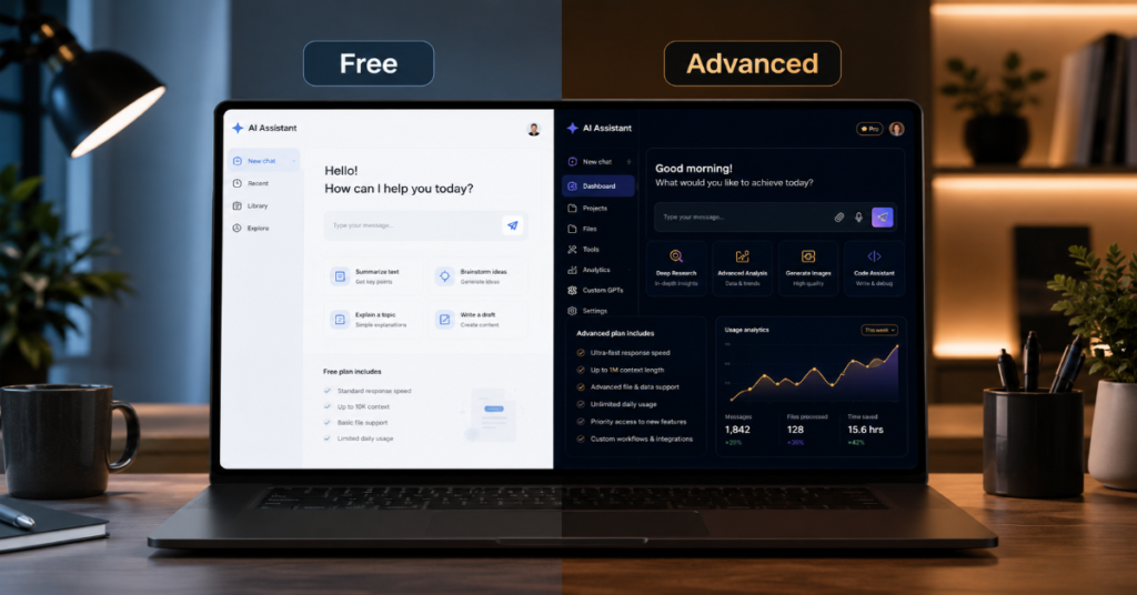 Gemini Free vs Advanced Plan