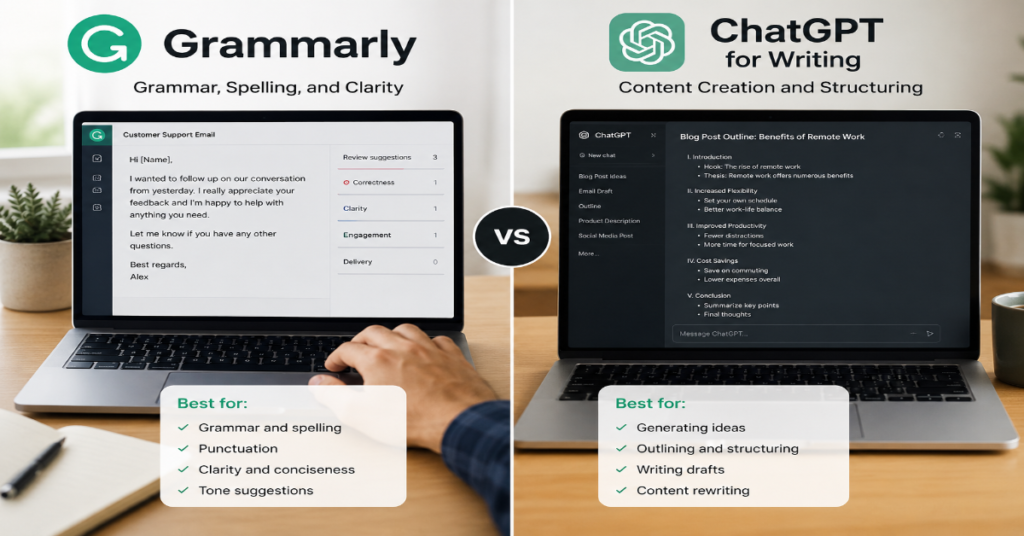 Grammarly vs ChatGPT for Writing