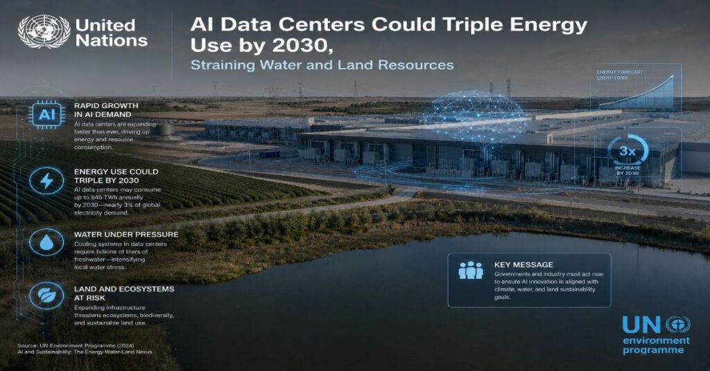 UN Report: AI Data Centers Could Triple Energy Use by 2030, Straining Water and Land Resources