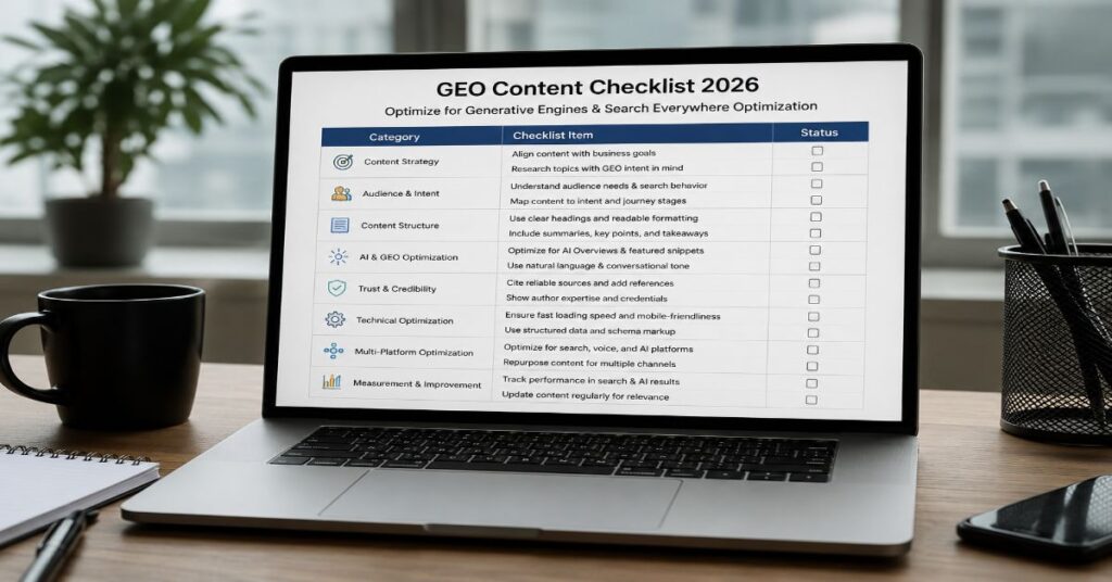 GEO Content Checklist 2026: Proof Before Prompts