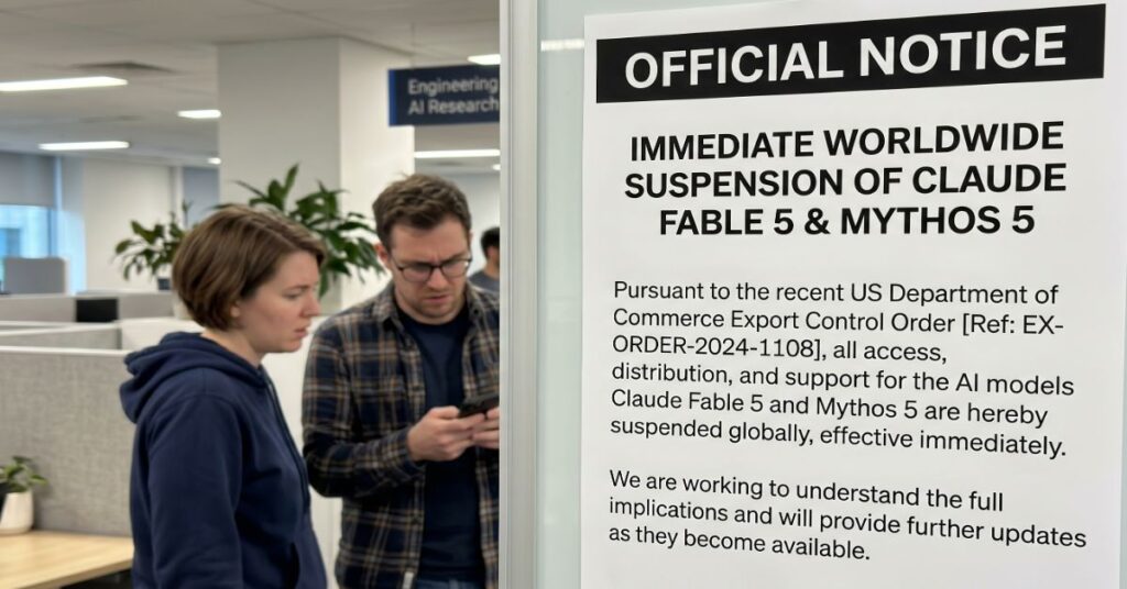 Claude Fable 5 and Mythos 5 Suspended Worldwide After US Export Control Order